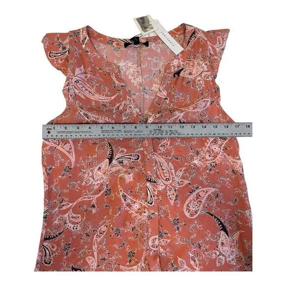 Paisley Print Sleeveless Blouse Top Ruffle‎ Detail - Picture 6 of 7